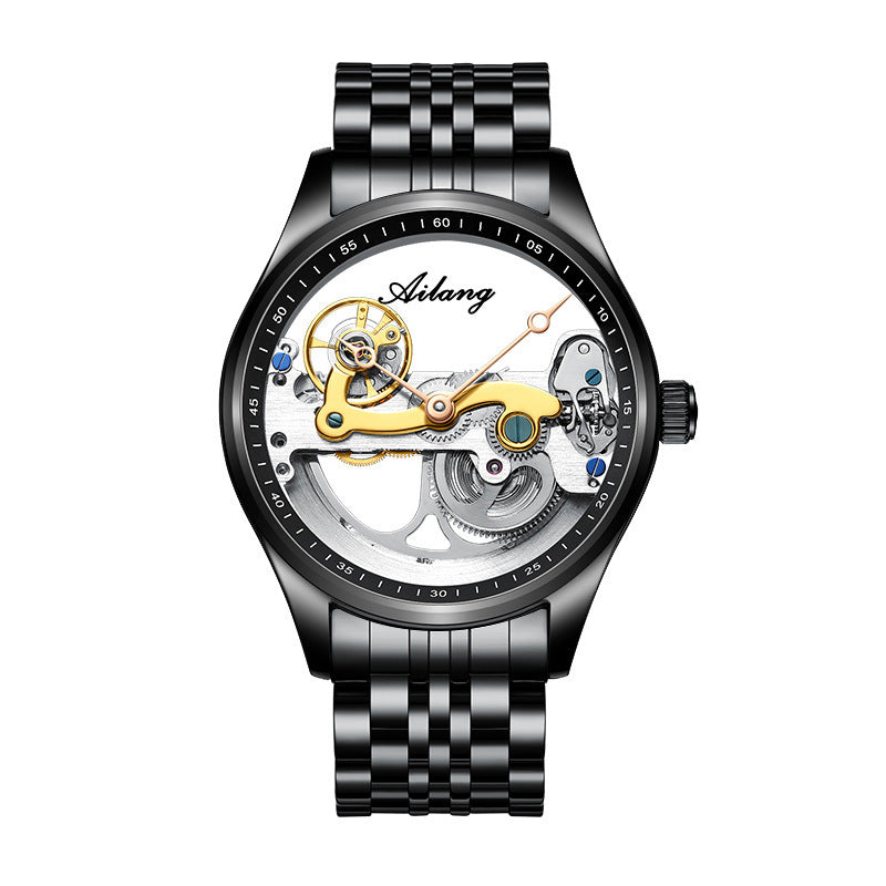 Creative Hollow Automatic Mechanical Sports Watch for Men with Silicone Band