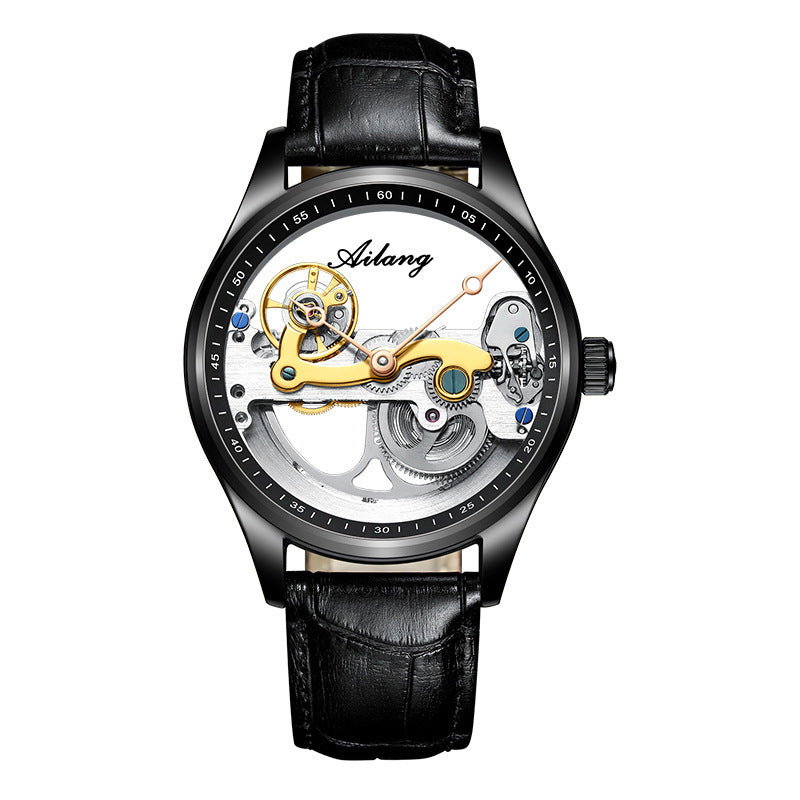 Creative Hollow Automatic Mechanical Sports Watch for Men with Silicone Band