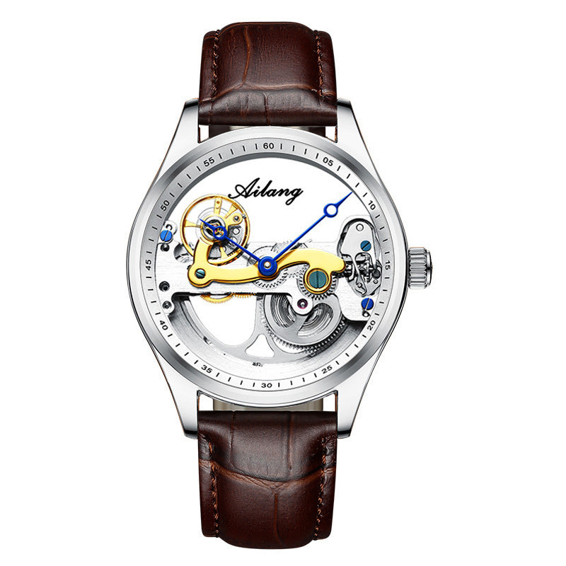 Creative Hollow Automatic Mechanical Sports Watch for Men with Silicone Band