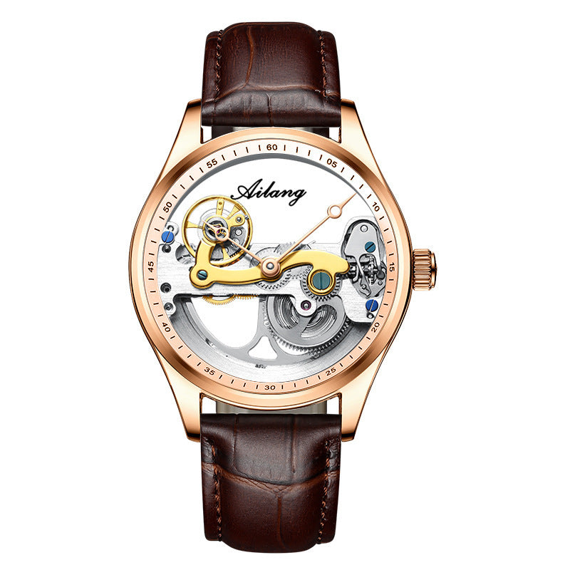 Creative Hollow Automatic Mechanical Sports Watch for Men with Silicone Band