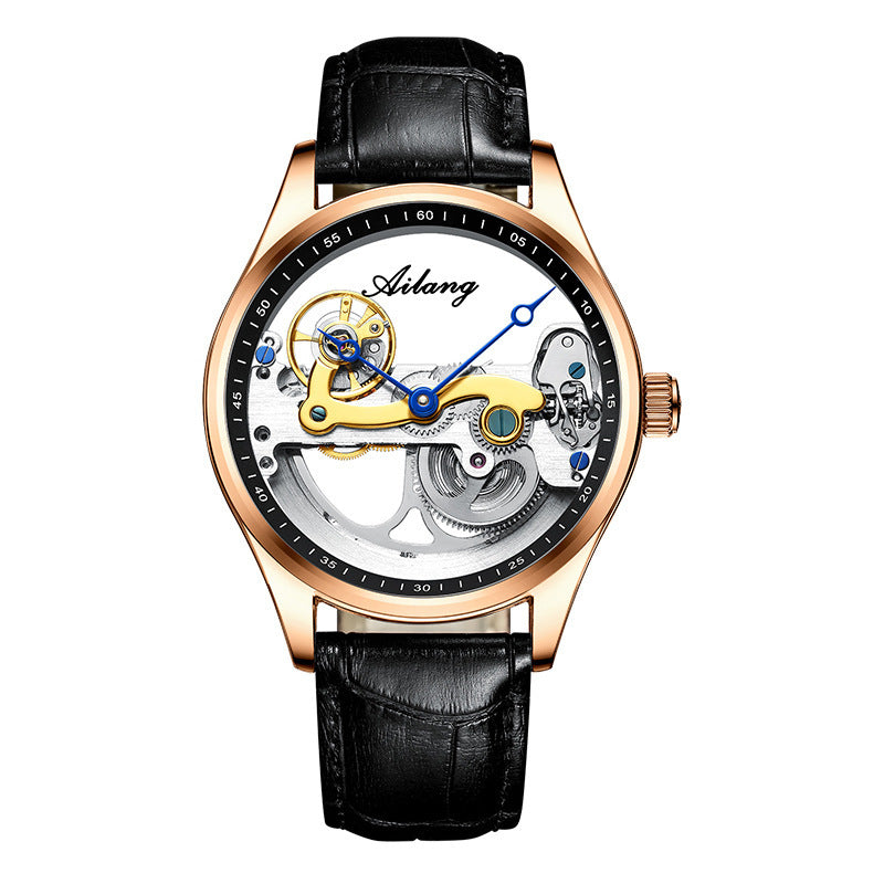Creative Hollow Automatic Mechanical Sports Watch for Men with Silicone Band