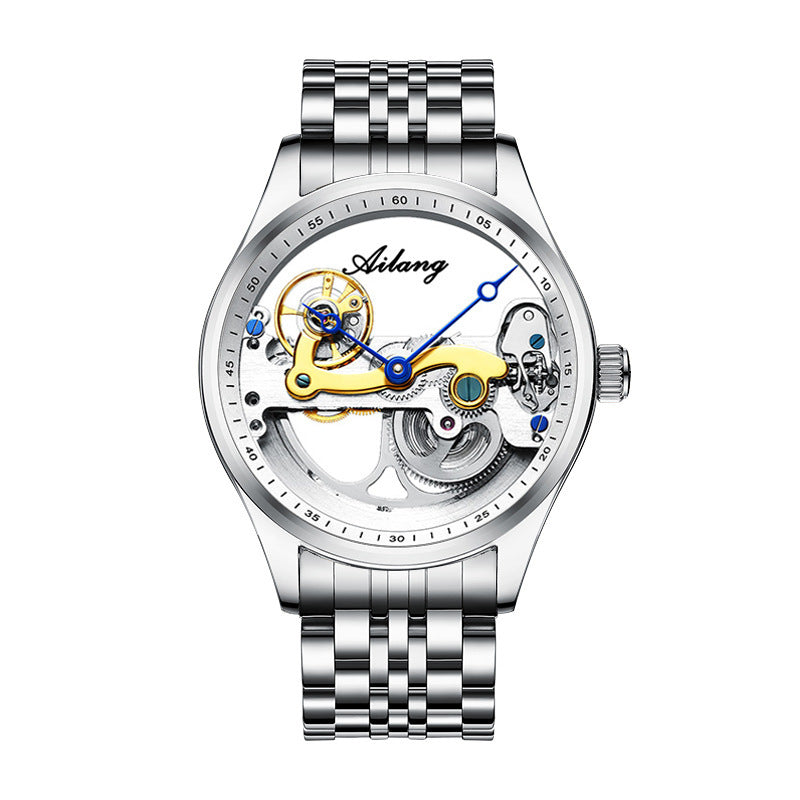 Creative Hollow Automatic Mechanical Sports Watch for Men with Silicone Band