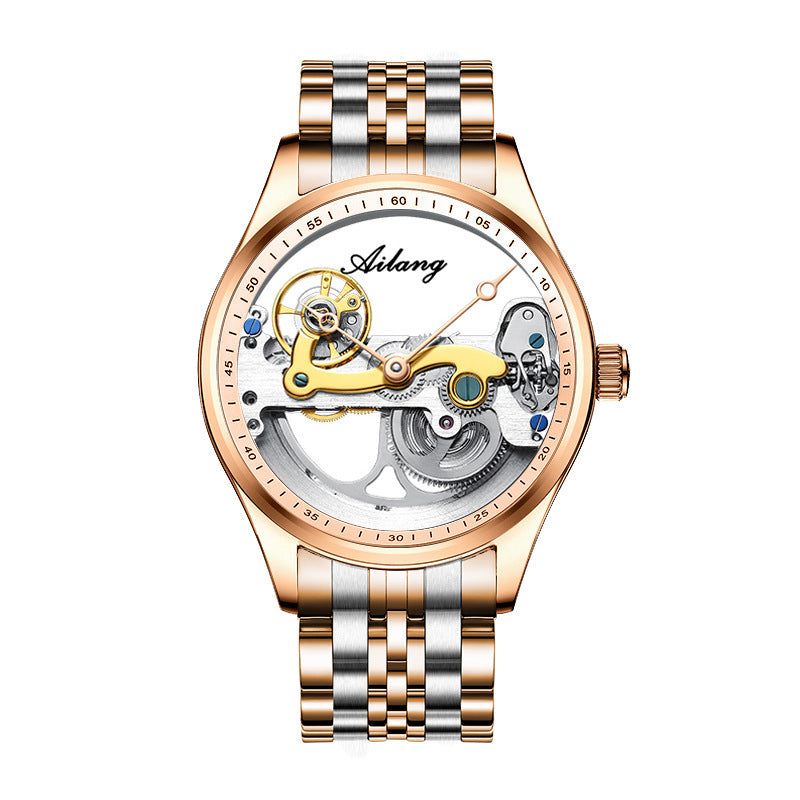 Creative Hollow Automatic Mechanical Sports Watch for Men with Silicone Band
