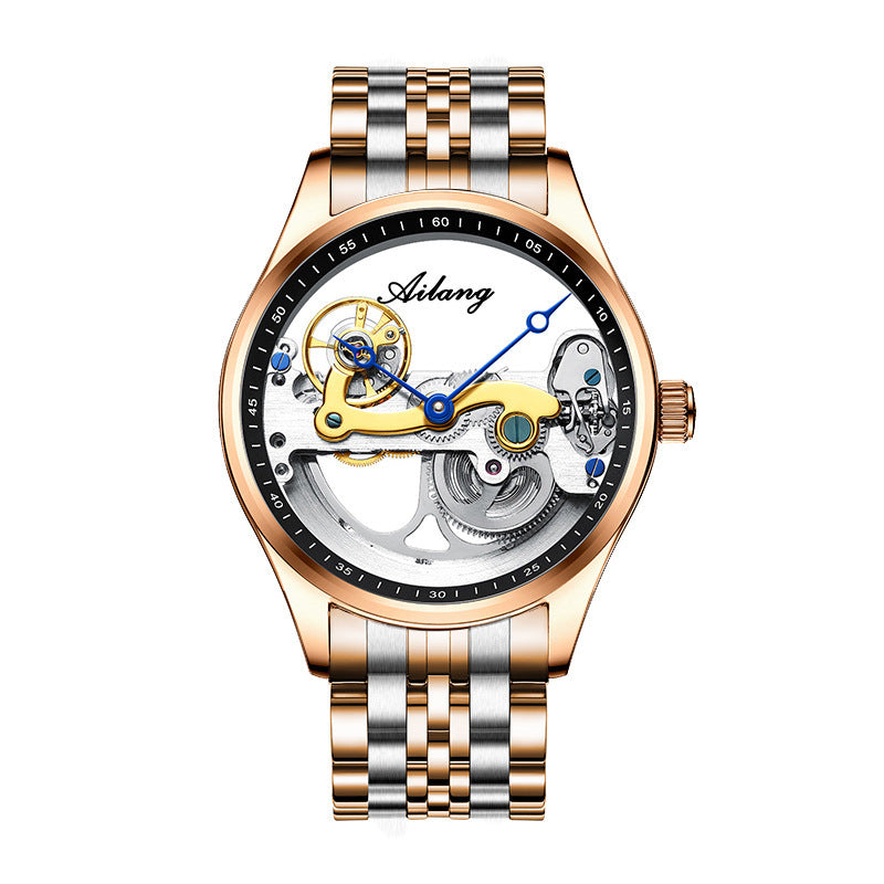 Creative Hollow Automatic Mechanical Sports Watch for Men with Silicone Band