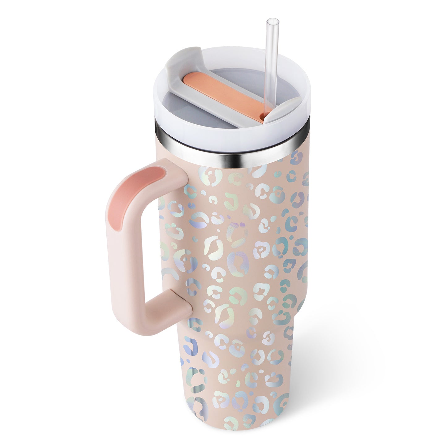 40 Oz Insulated Stainless Steel Tumbler with Handle and Straw - Perfect for Coffee, Travel, Gym, and Office - Spill Proof Vacuum Mug Gift for Valentine's Day and Beyond