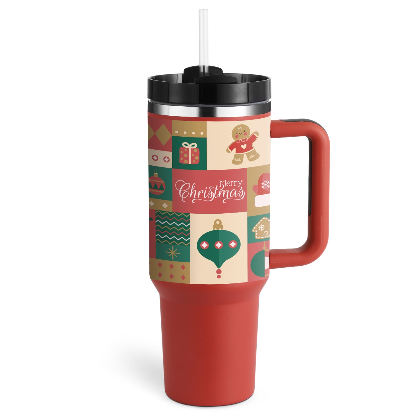 40 Oz Insulated Stainless Steel Tumbler with Handle and Straw - Perfect for Coffee, Travel, Gym, and Office - Spill Proof Vacuum Mug Gift for Valentine's Day and Beyond