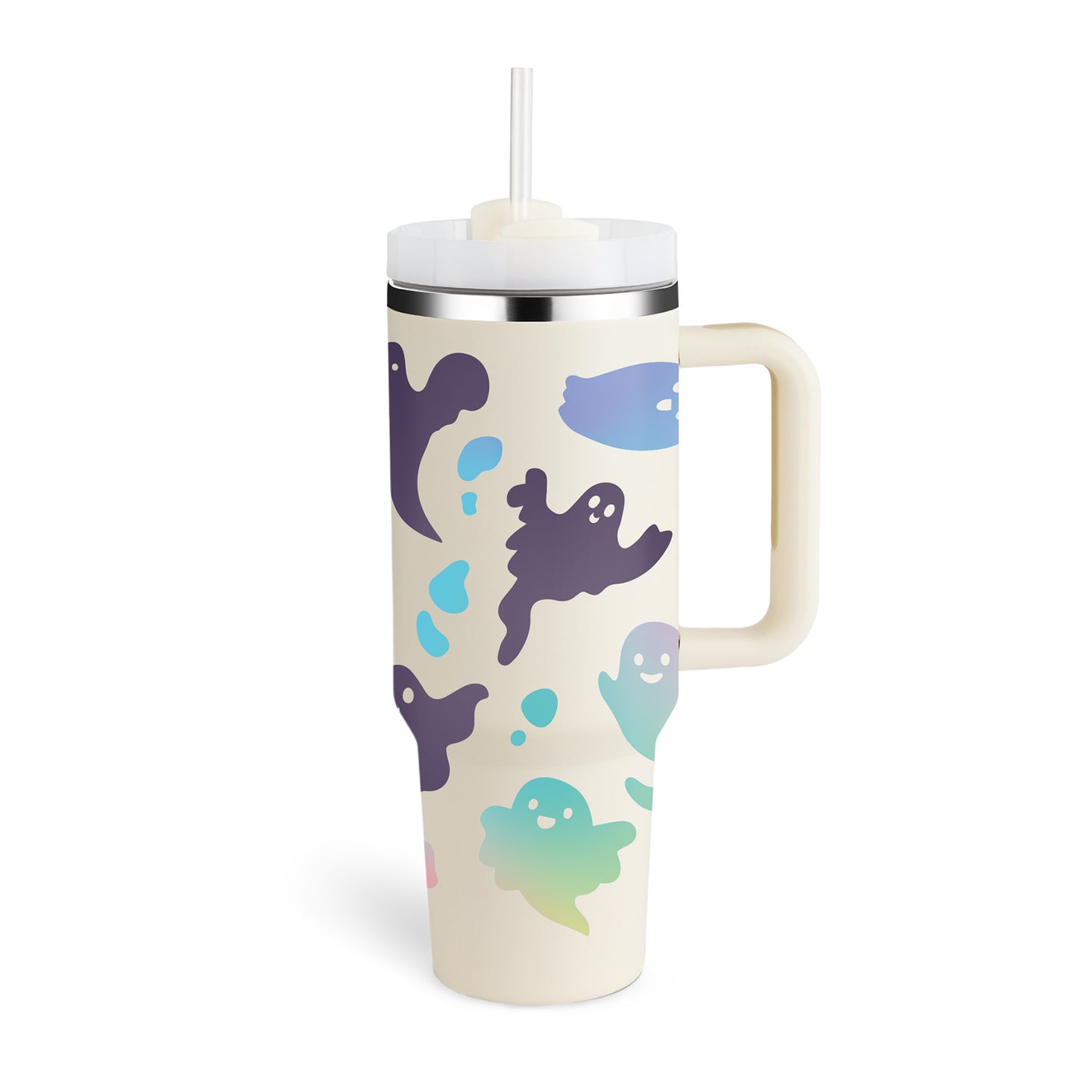 40 Oz Insulated Stainless Steel Tumbler with Handle and Straw - Perfect for Coffee, Travel, Gym, and Office - Spill Proof Vacuum Mug Gift for Valentine's Day and Beyond
