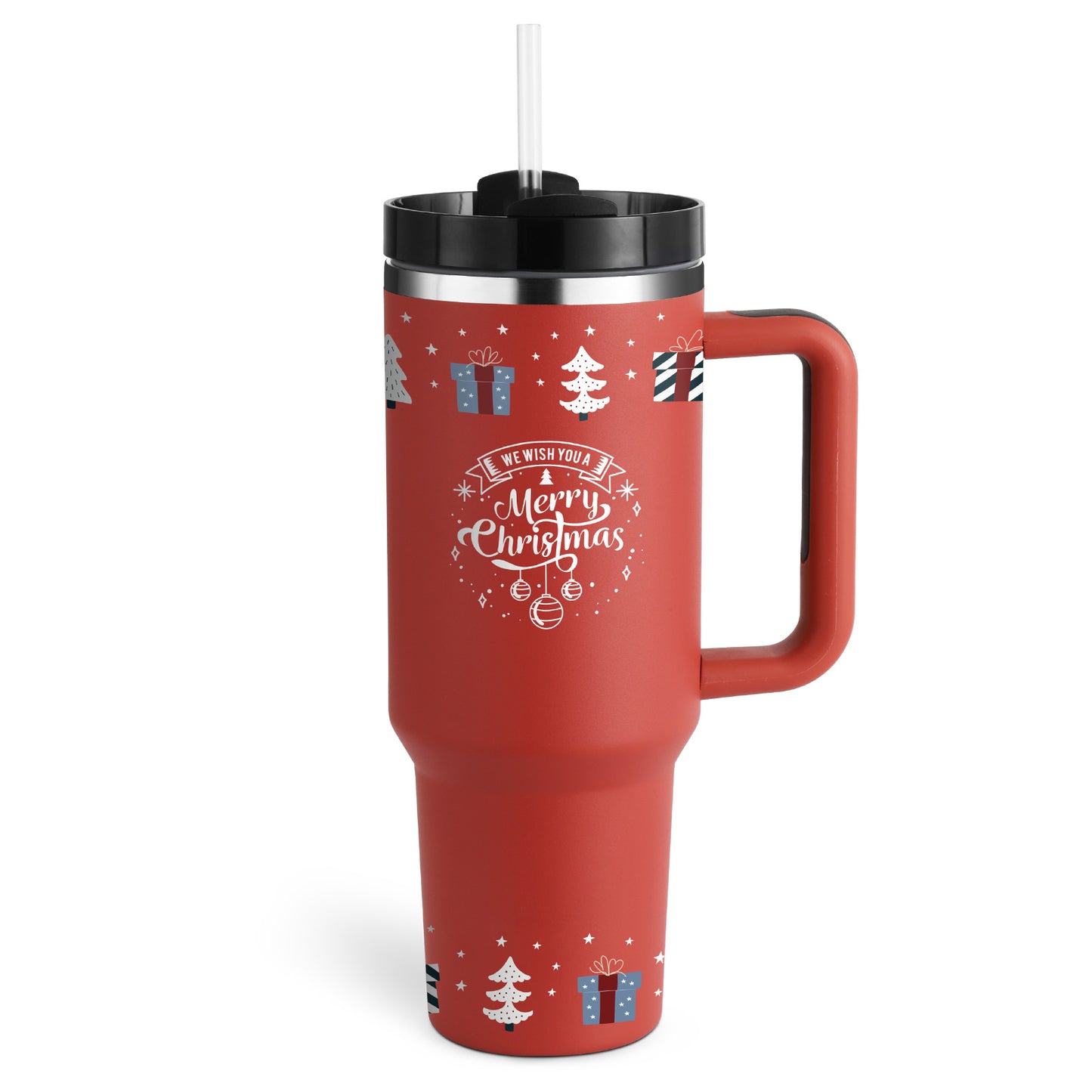 40 Oz Insulated Stainless Steel Tumbler with Handle and Straw - Perfect for Coffee, Travel, Gym, and Office - Spill Proof Vacuum Mug Gift for Valentine's Day and Beyond
