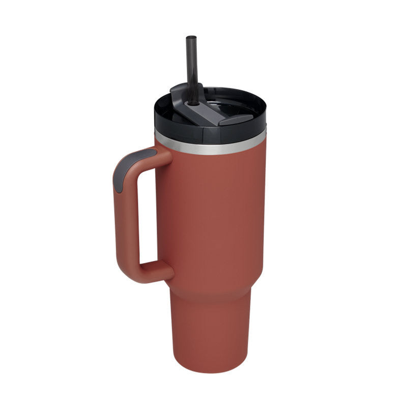 40 Oz Insulated Stainless Steel Tumbler with Handle and Straw - Perfect for Coffee, Travel, Gym, and Office - Spill Proof Vacuum Mug Gift for Valentine's Day and Beyond