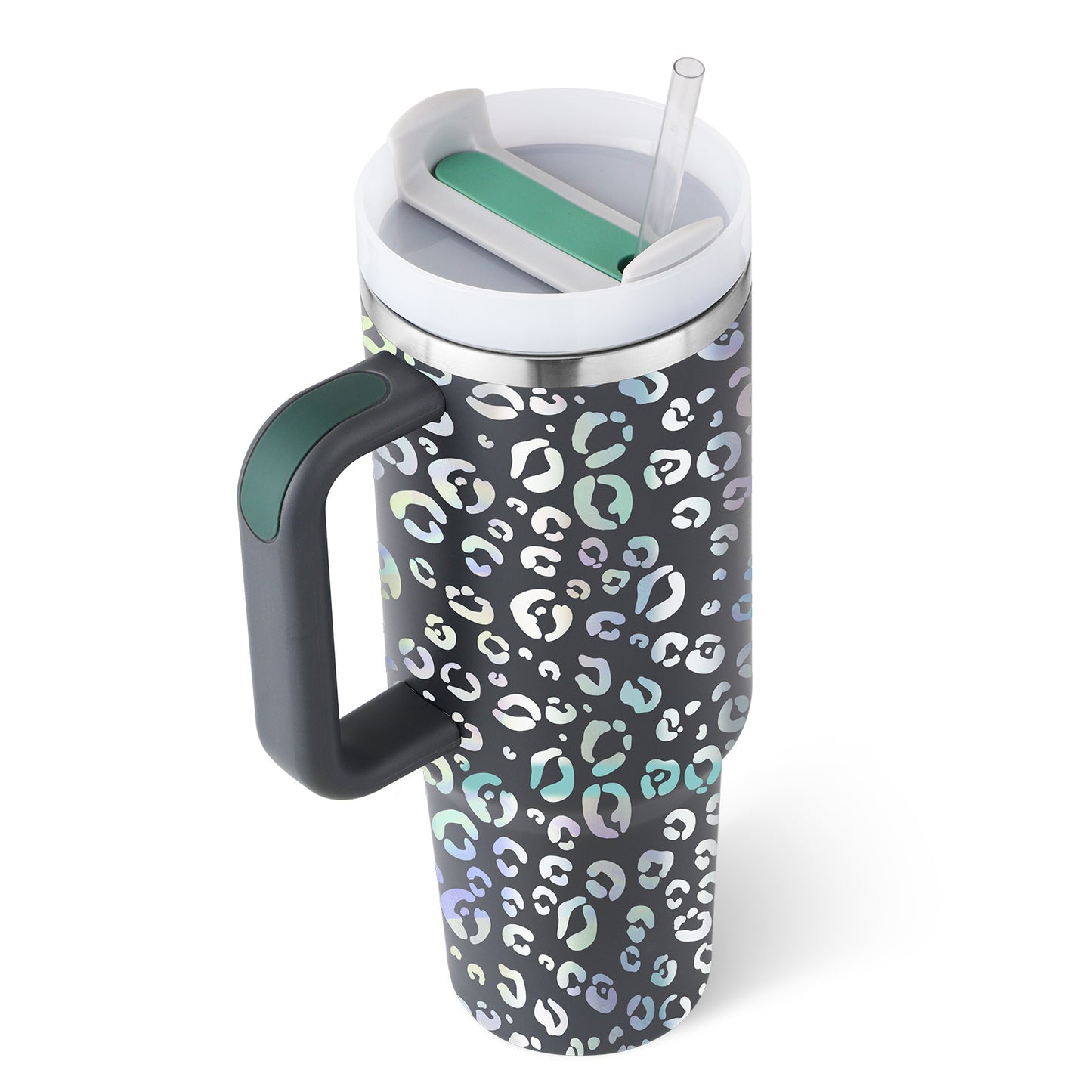 40 Oz Insulated Stainless Steel Tumbler with Handle and Straw - Perfect for Coffee, Travel, Gym, and Office - Spill Proof Vacuum Mug Gift for Valentine's Day and Beyond