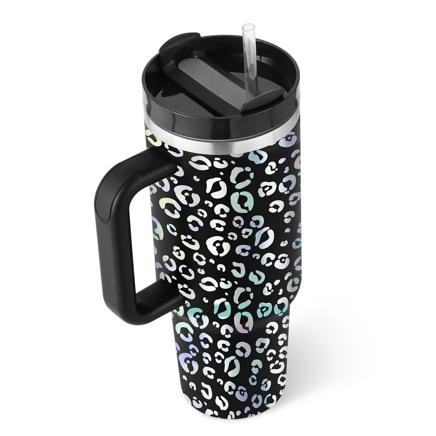 40 Oz Insulated Stainless Steel Tumbler with Handle and Straw - Perfect for Coffee, Travel, Gym, and Office - Spill Proof Vacuum Mug Gift for Valentine's Day and Beyond