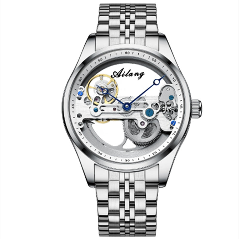 Creative Hollow Automatic Mechanical Sports Watch for Men with Silicone Band