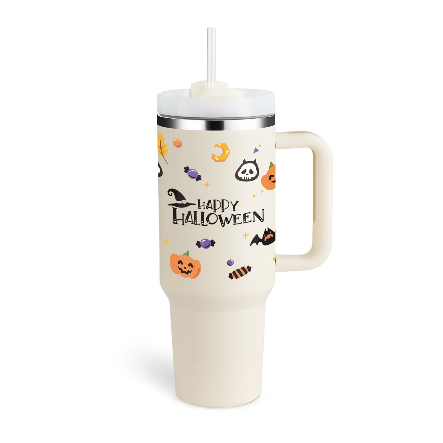40 Oz Insulated Stainless Steel Tumbler with Handle and Straw - Perfect for Coffee, Travel, Gym, and Office - Spill Proof Vacuum Mug Gift for Valentine's Day and Beyond