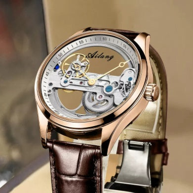 Creative Hollow Automatic Mechanical Sports Watch for Men with Silicone Band