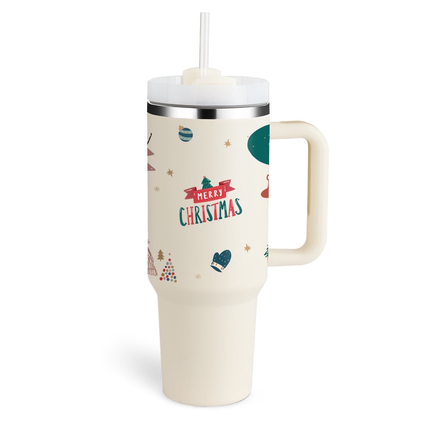 40 Oz Insulated Stainless Steel Tumbler with Handle and Straw - Perfect for Coffee, Travel, Gym, and Office - Spill Proof Vacuum Mug Gift for Valentine's Day and Beyond