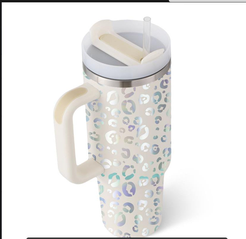 40 Oz Insulated Stainless Steel Tumbler with Handle and Straw - Perfect for Coffee, Travel, Gym, and Office - Spill Proof Vacuum Mug Gift for Valentine's Day and Beyond