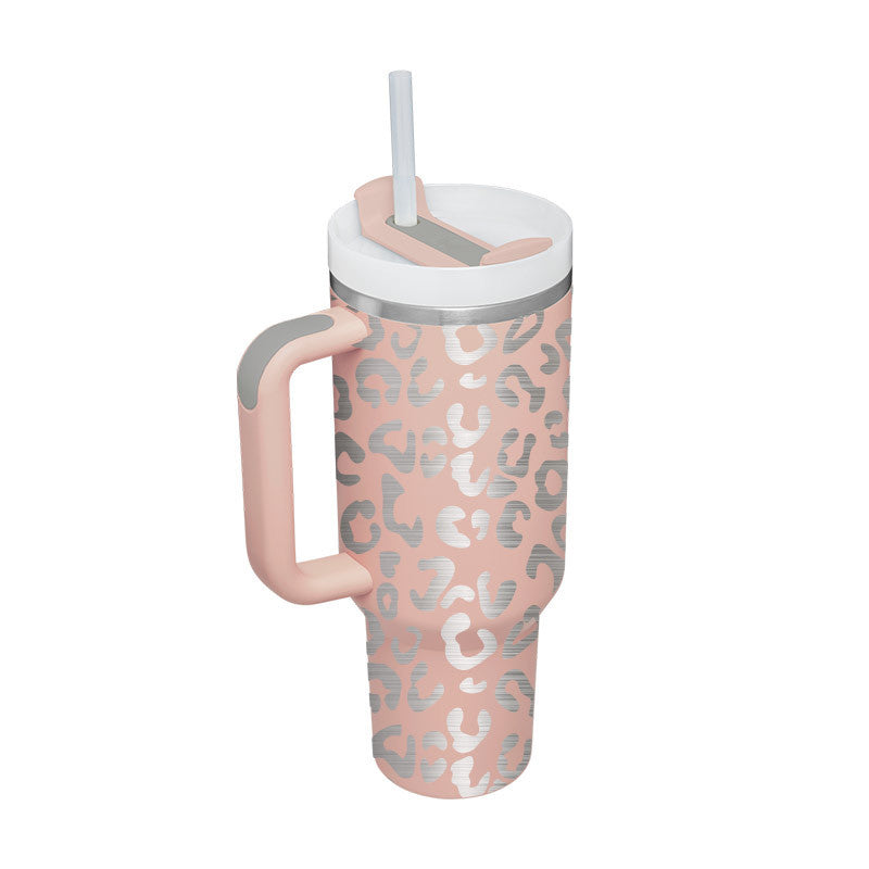 40 Oz Insulated Stainless Steel Tumbler with Handle and Straw - Perfect for Coffee, Travel, Gym, and Office - Spill Proof Vacuum Mug Gift for Valentine's Day and Beyond
