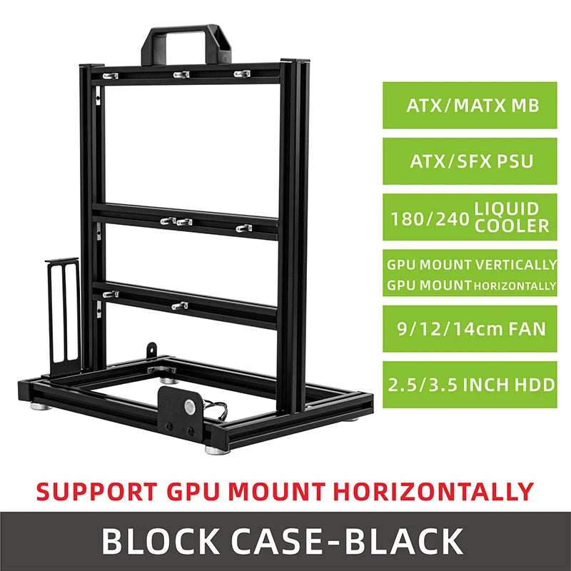 METALFISH BlockCase Open Frame Aluminum ATX/M-ATX Rack for Desktops