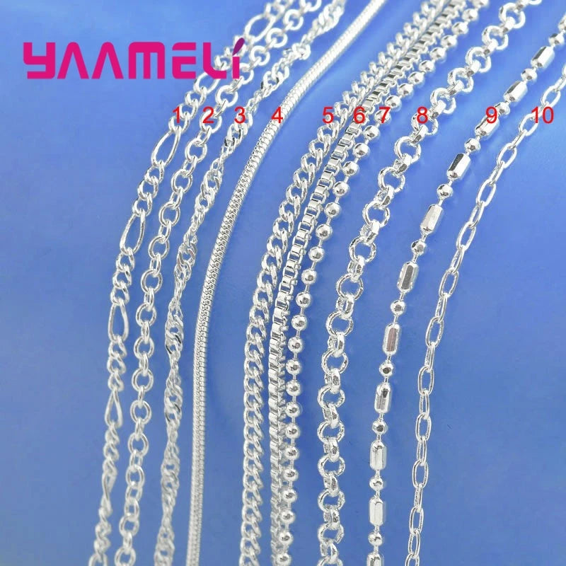 Elegant 925 Sterling Silver Classic Link Chain Necklace
