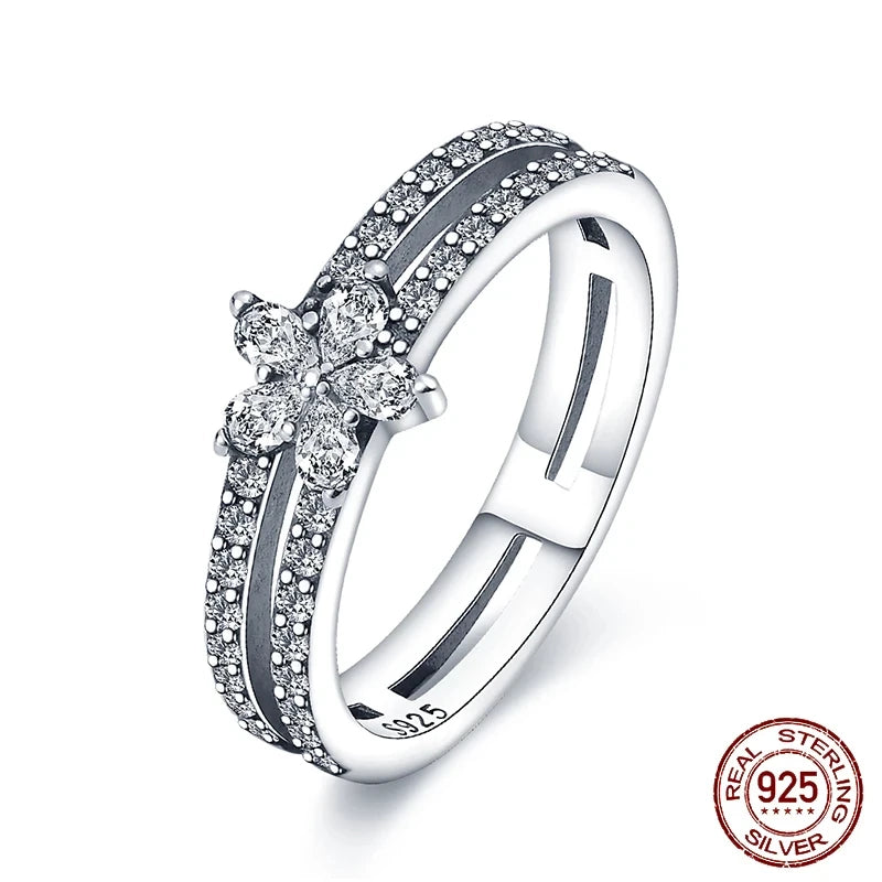 Exquisite Sterling Silver Wedding Bands with Zircon Stone