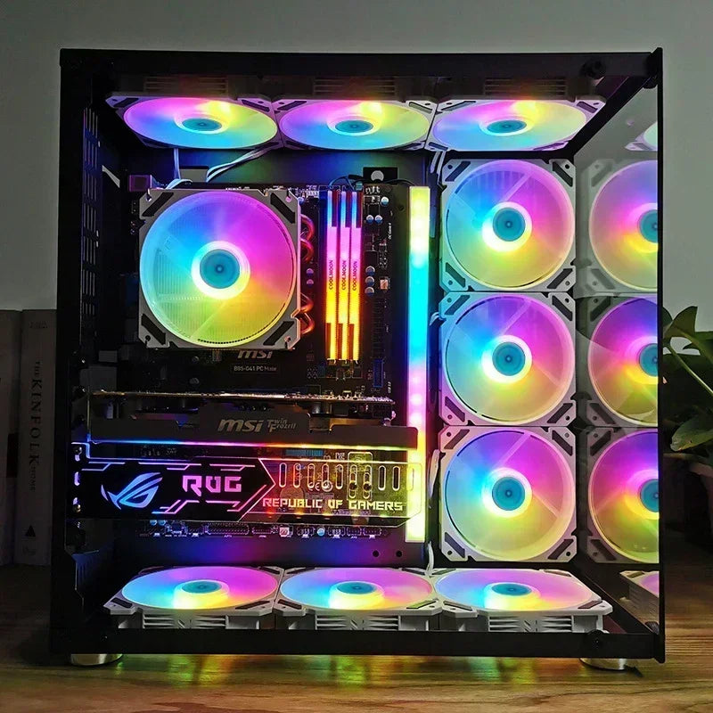 Wovibo 120mm ARGB RGB Fan Cooler with PWM Control - White and Black 12cm PC Cooling Case Radiator