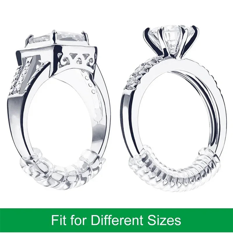 4-Piece Invisible Ring Size Adjuster Set - Transparent Spiral Spring Resizing Tools for Jewelry Security
