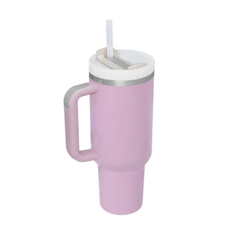 40 Oz Insulated Stainless Steel Tumbler with Handle and Straw - Perfect for Coffee, Travel, Gym, and Office - Spill Proof Vacuum Mug Gift for Valentine's Day and Beyond