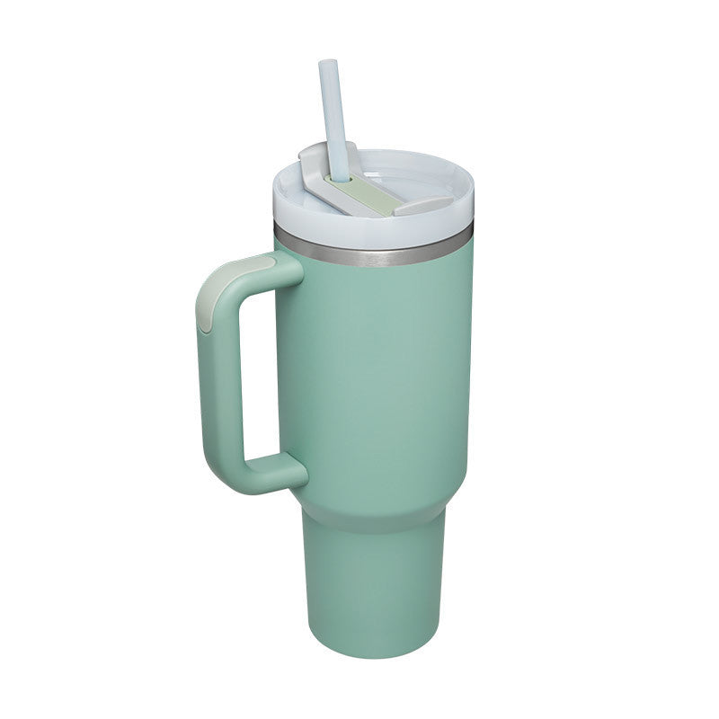 40 Oz Insulated Stainless Steel Tumbler with Handle and Straw - Perfect for Coffee, Travel, Gym, and Office - Spill Proof Vacuum Mug Gift for Valentine's Day and Beyond