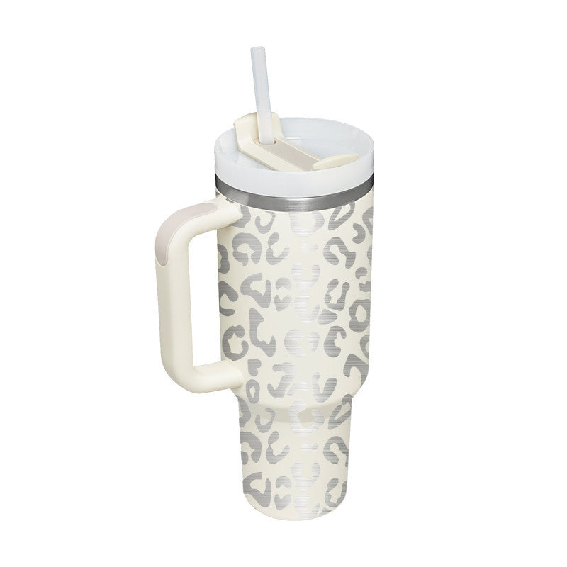 40 Oz Insulated Stainless Steel Tumbler with Handle and Straw - Perfect for Coffee, Travel, Gym, and Office - Spill Proof Vacuum Mug Gift for Valentine's Day and Beyond