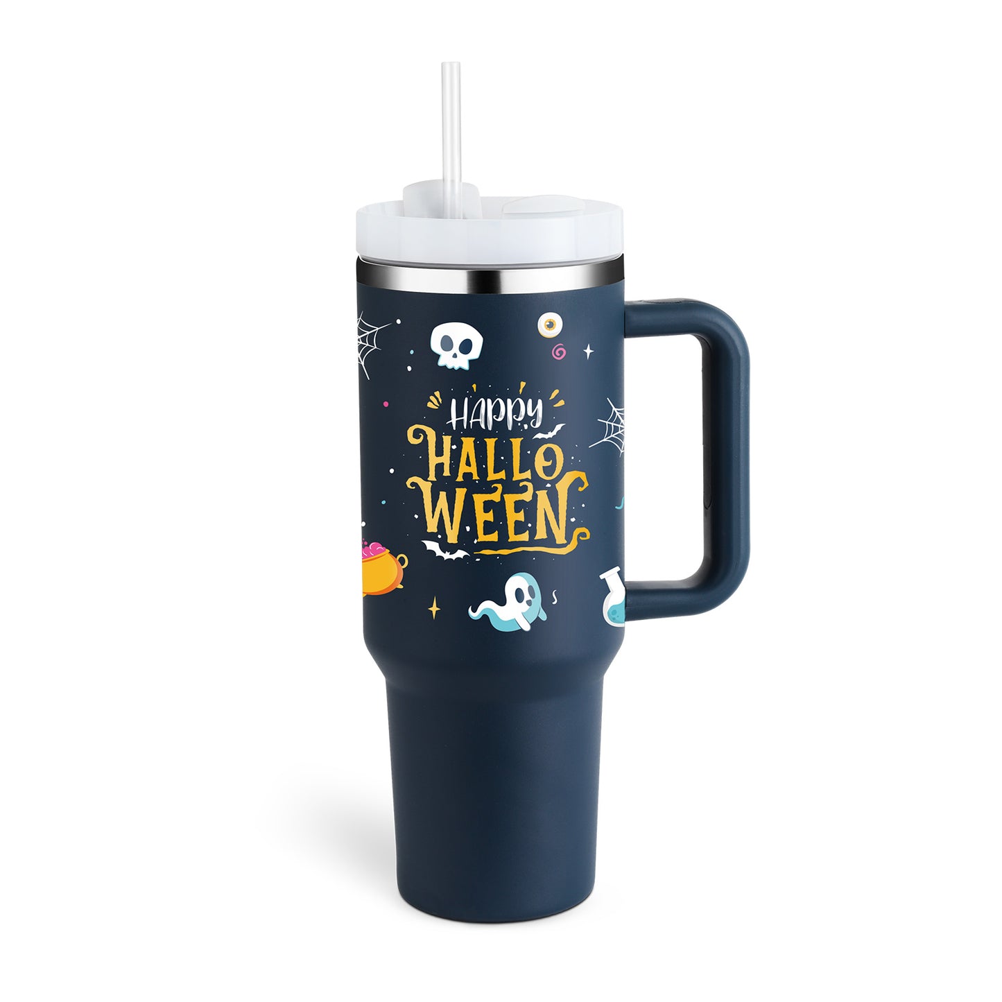 40 Oz Insulated Stainless Steel Tumbler with Handle and Straw - Perfect for Coffee, Travel, Gym, and Office - Spill Proof Vacuum Mug Gift for Valentine's Day and Beyond