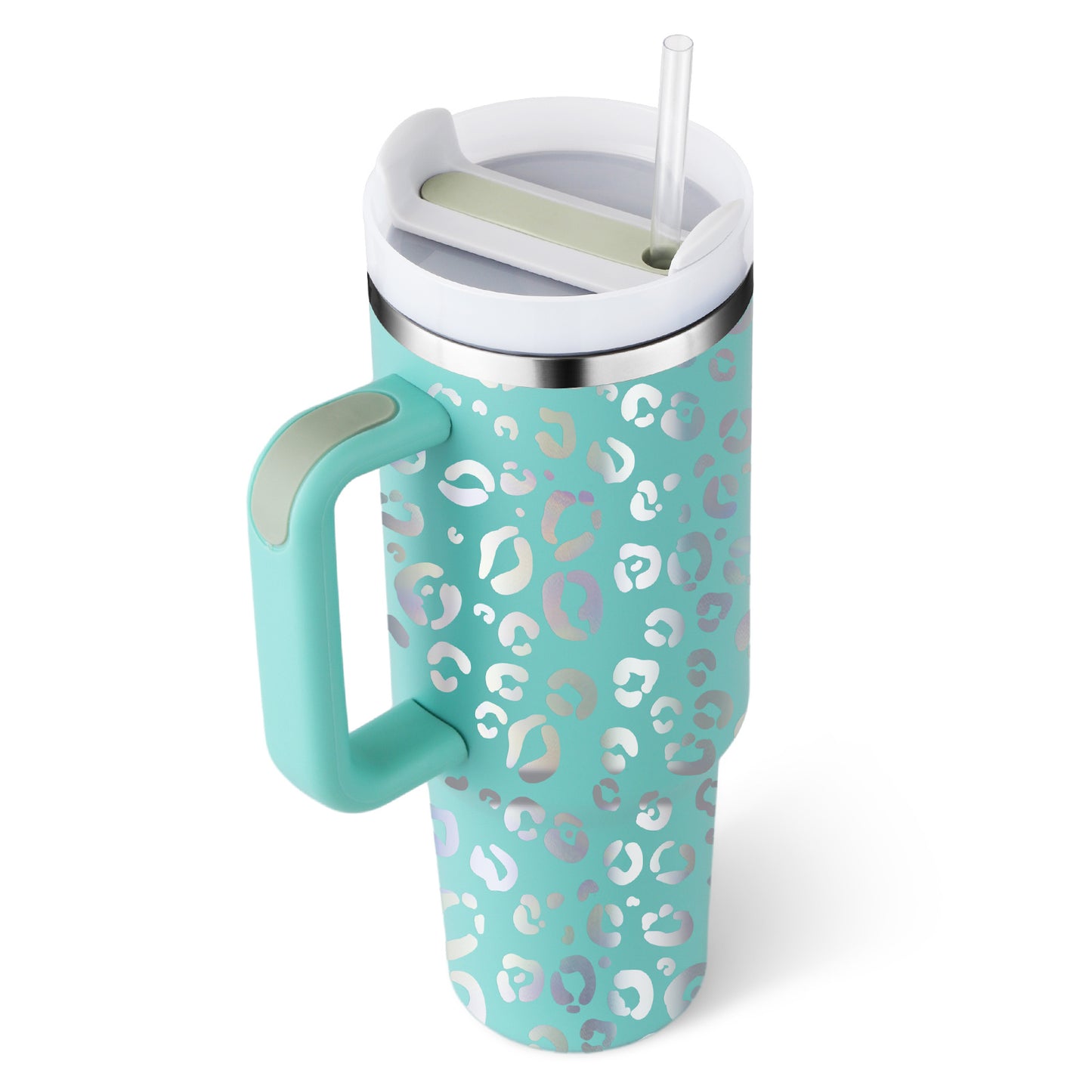 40 Oz Insulated Stainless Steel Tumbler with Handle and Straw - Perfect for Coffee, Travel, Gym, and Office - Spill Proof Vacuum Mug Gift for Valentine's Day and Beyond