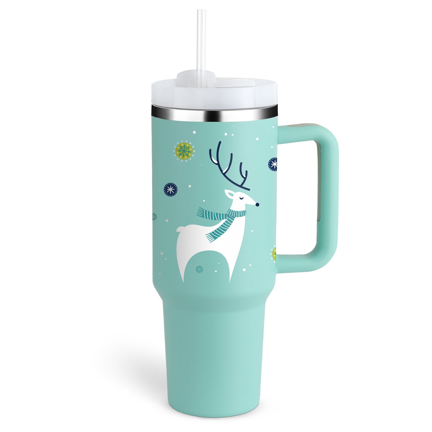 40 Oz Insulated Stainless Steel Tumbler with Handle and Straw - Perfect for Coffee, Travel, Gym, and Office - Spill Proof Vacuum Mug Gift for Valentine's Day and Beyond