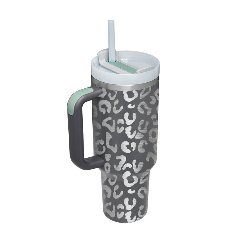 40 Oz Insulated Stainless Steel Tumbler with Handle and Straw - Perfect for Coffee, Travel, Gym, and Office - Spill Proof Vacuum Mug Gift for Valentine's Day and Beyond
