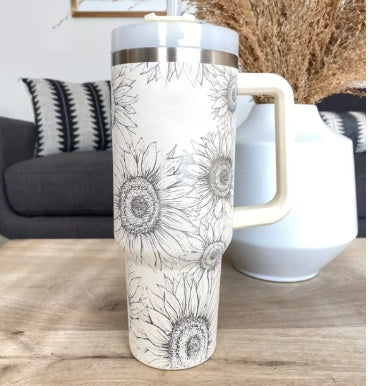40 Oz Insulated Stainless Steel Tumbler with Handle and Straw - Perfect for Coffee, Travel, Gym, and Office - Spill Proof Vacuum Mug Gift for Valentine's Day and Beyond