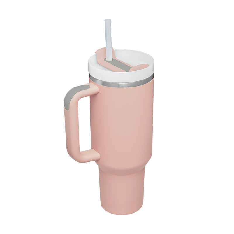 40 Oz Insulated Stainless Steel Tumbler with Handle and Straw - Perfect for Coffee, Travel, Gym, and Office - Spill Proof Vacuum Mug Gift for Valentine's Day and Beyond