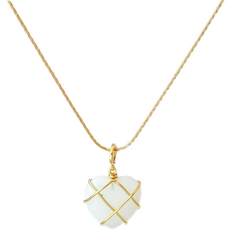 Charming Heart-Shaped Moonstone Necklace for Trendy Women