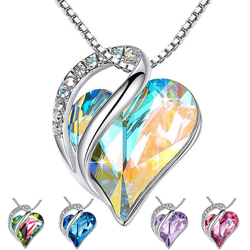 Chic Geometric Heart Pendant Necklace in 925 Silver