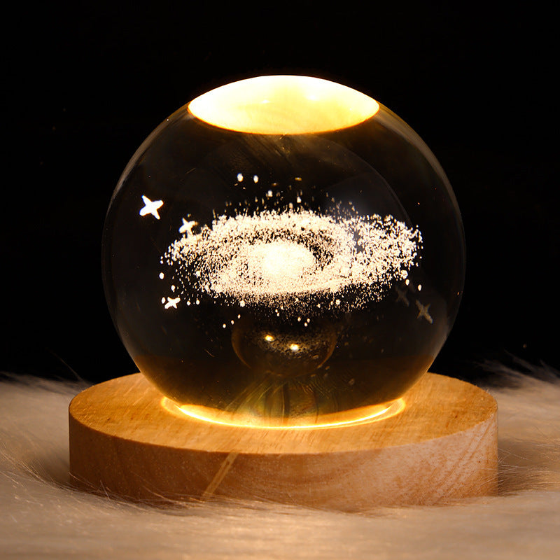 Celestial Wonder 3D Planetary Crystal Ball Lamp – Enchanting Star Projection Night Light for Unique Gifting