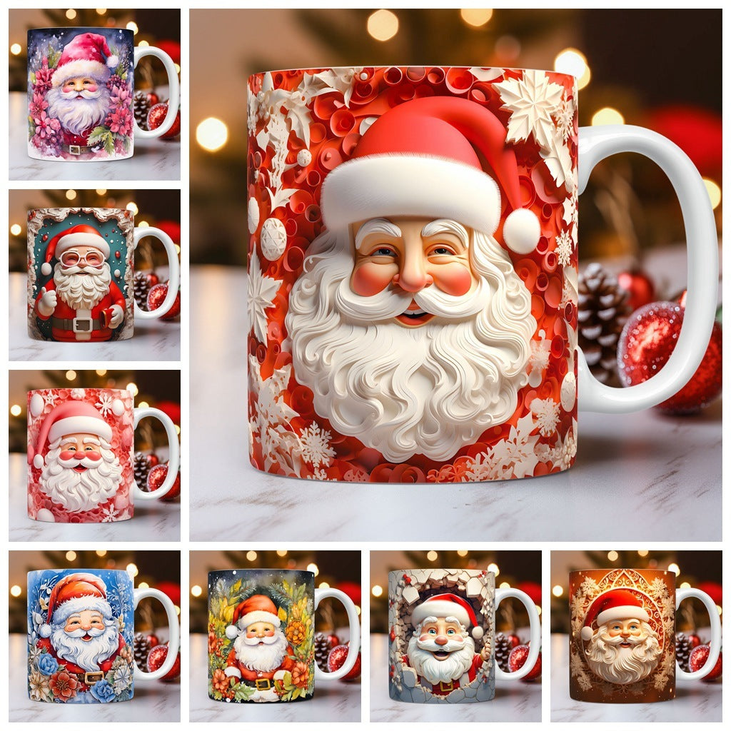 Festive 3D Santa Claus Ceramic Mug – Unique Christmas Coffee Cup for Hot Drinks, Perfect Holiday Gift for Kids and Adults