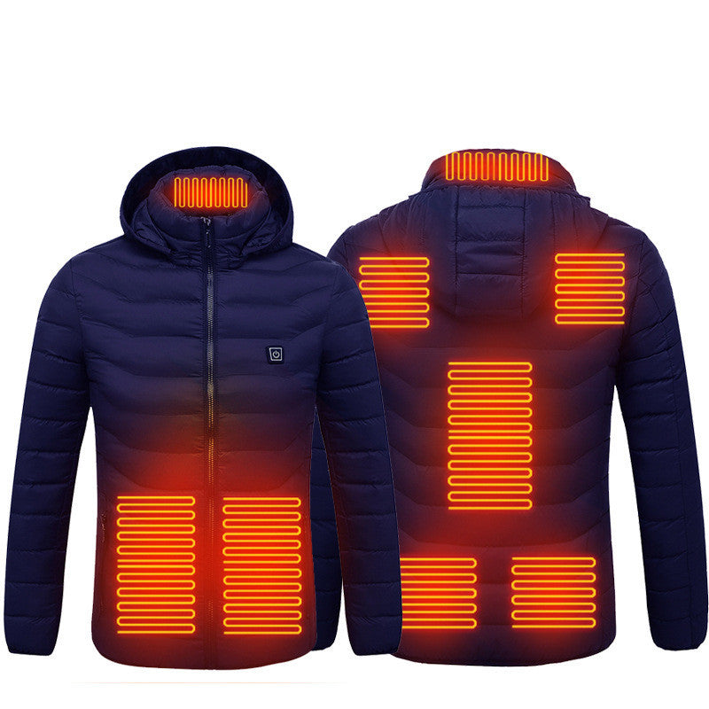 Men's Electric Heated Ski Jacket with Insulated Hood and 9 Heat Zones