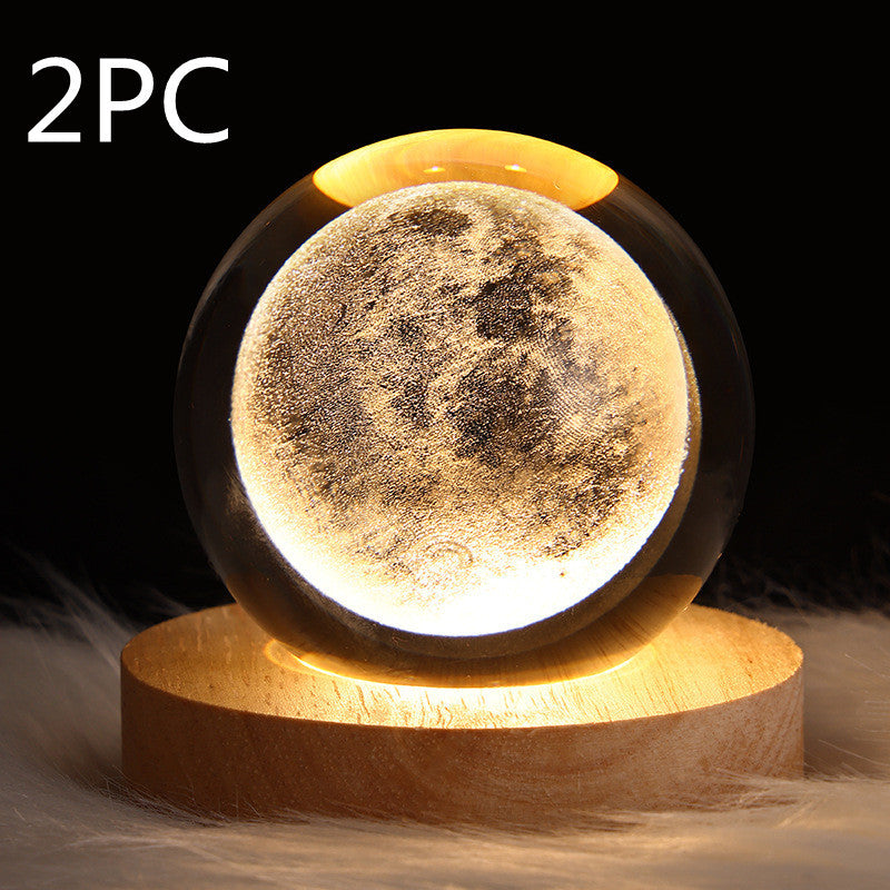 Celestial Wonder 3D Planetary Crystal Ball Lamp – Enchanting Star Projection Night Light for Unique Gifting