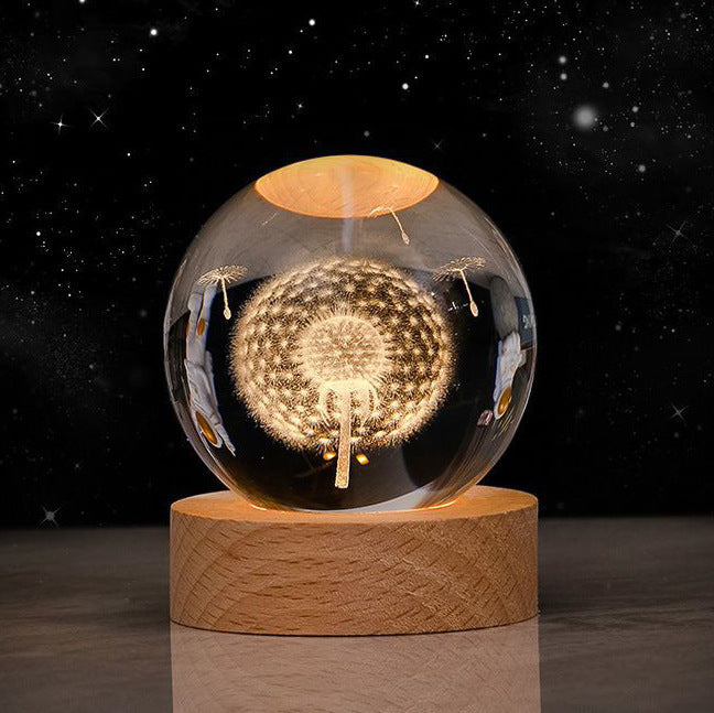 Celestial Wonder 3D Planetary Crystal Ball Lamp – Enchanting Star Projection Night Light for Unique Gifting