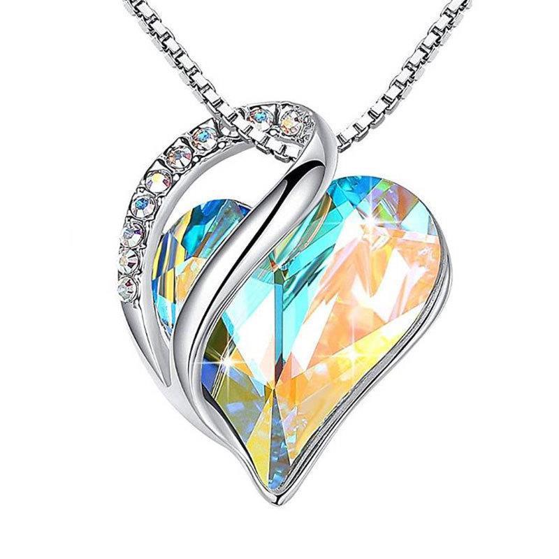 Chic Geometric Heart Pendant Necklace in 925 Silver