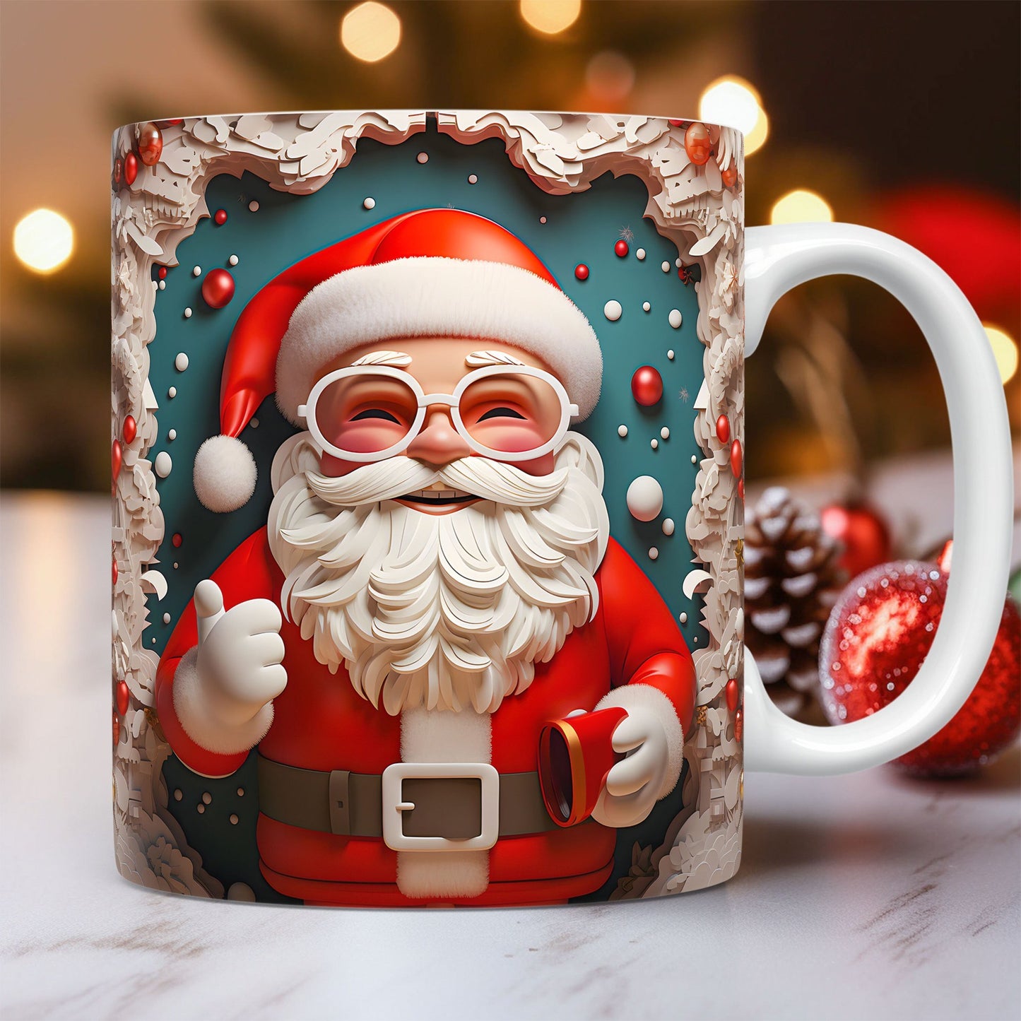 Festive 3D Santa Claus Ceramic Mug – Unique Christmas Coffee Cup for Hot Drinks, Perfect Holiday Gift for Kids and Adults