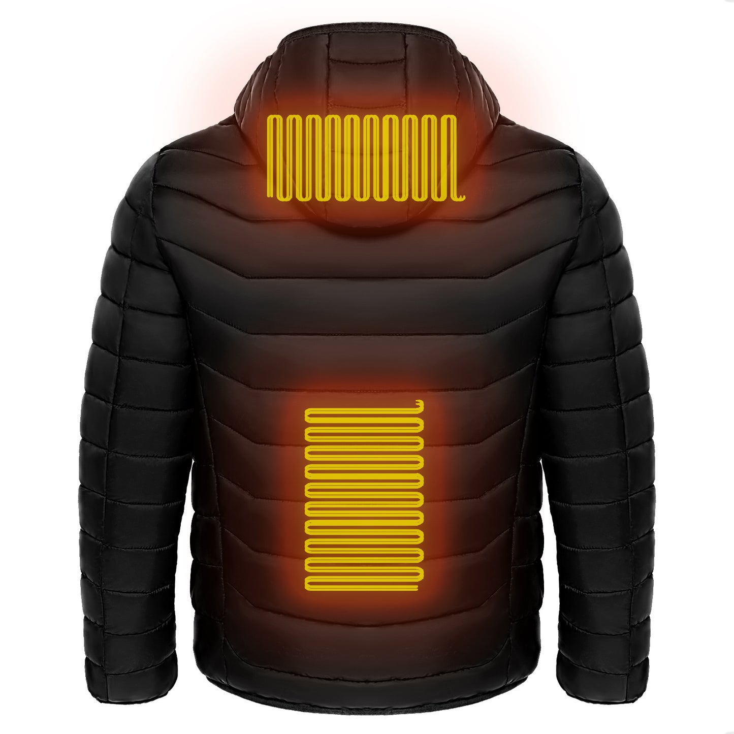 Men's Electric Heated Ski Jacket with Insulated Hood and 9 Heat Zones