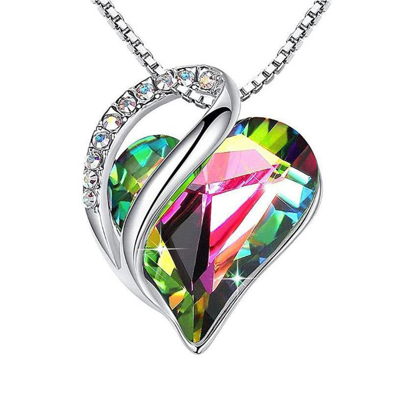 Chic Geometric Heart Pendant Necklace in 925 Silver