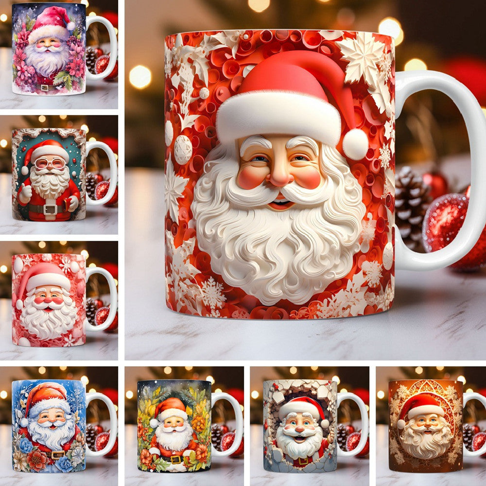 Festive 3D Santa Claus Ceramic Mug – Unique Christmas Coffee Cup for Hot Drinks, Perfect Holiday Gift for Kids and Adults