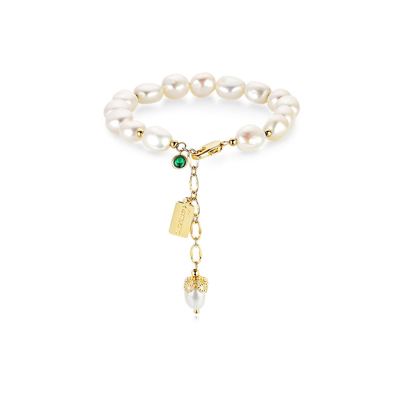 Elegant Saint Denis Natural Pearl and Zirconia Bracelet