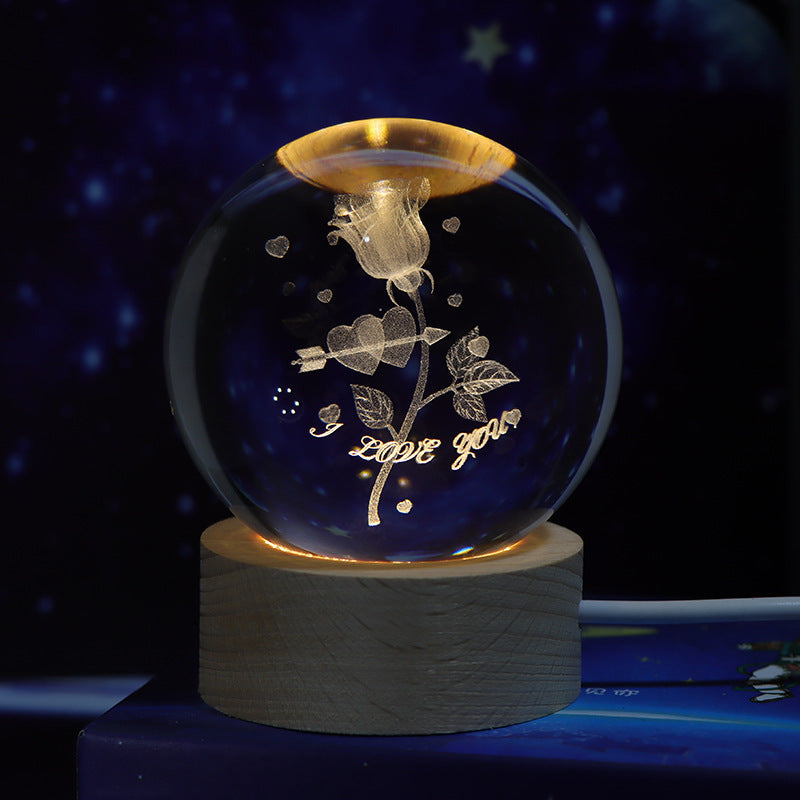 Celestial Wonder 3D Planetary Crystal Ball Lamp – Enchanting Star Projection Night Light for Unique Gifting