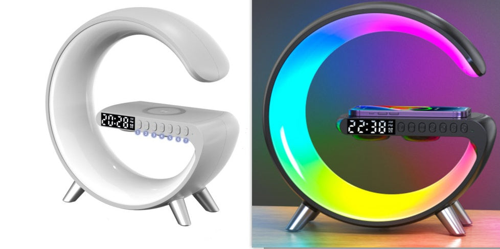 Smart G-Shaped LED Mood Lamp with Bluetooth Audio and Wireless Charging – App-Enabled Home Lighting for Any Space